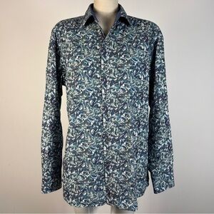 Bugatchi Men's Abstract Blue Shirt M